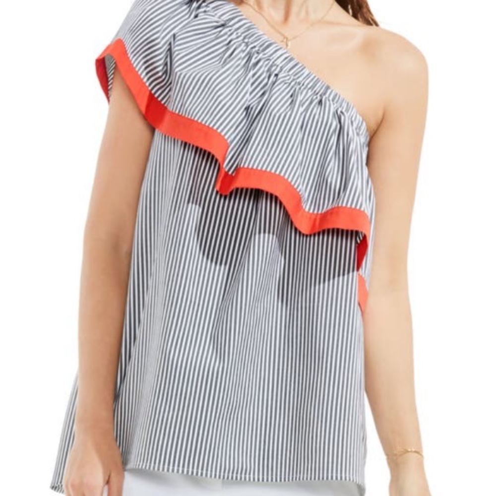 Vince Camuto One Shoulder Ruffle Top